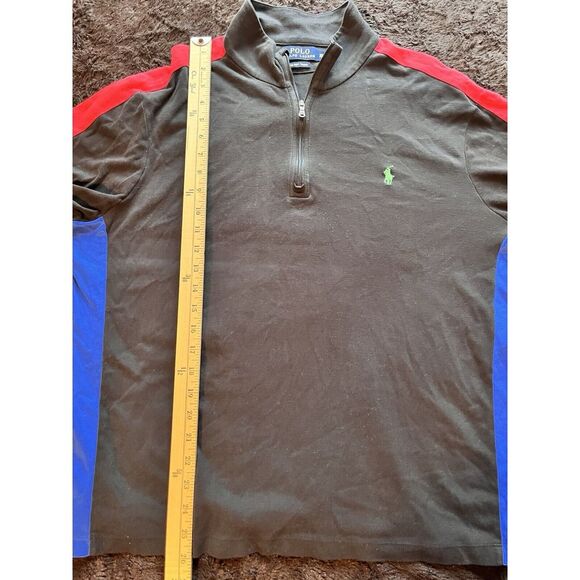 Polo Ralph Lauren Pima Soft Touch 1/4 Zip Pullover Sweater Men XL Black Red Blue - Picture 7 of 7